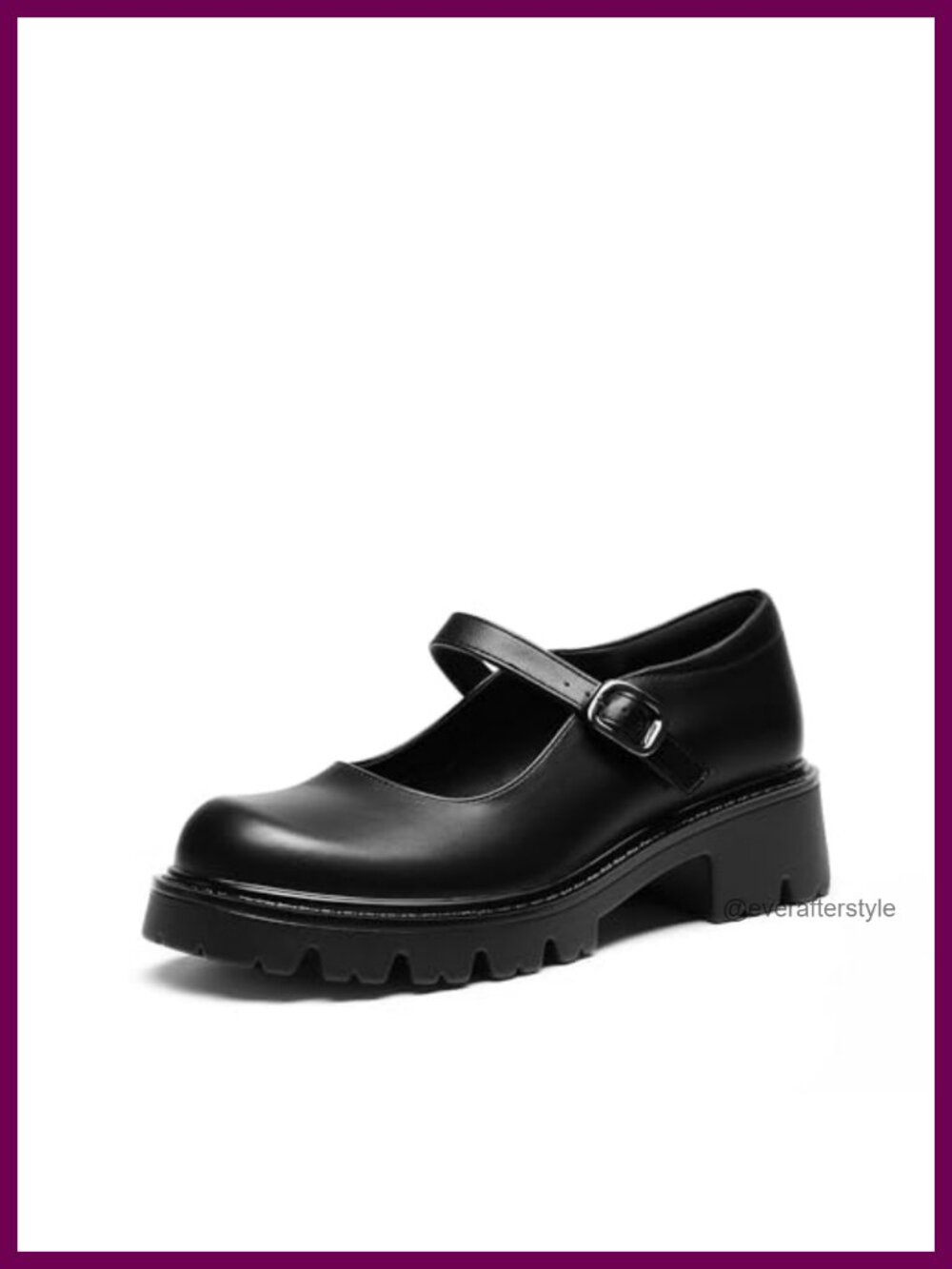 Mary Jane Platform Pumps for Women, Faux Leather Chunky Heel